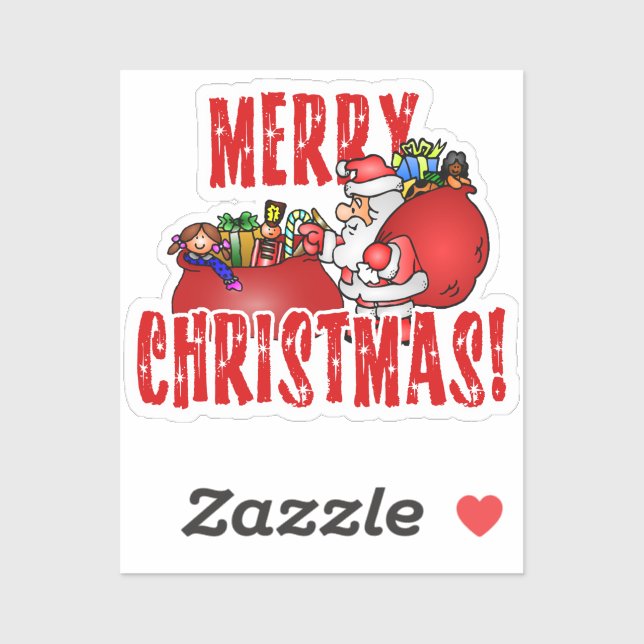 Adesivo Natal do Papai Noel e Saco de Brinquedos (Folha)