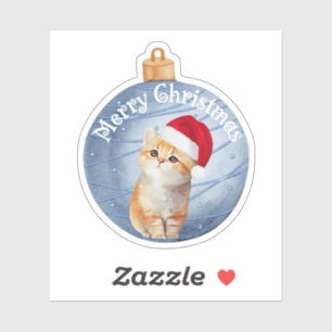 Adesivo natal feliz aquarela gato santa fofo