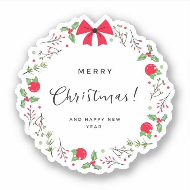 Adesivo Natal Festivo Moderno Branco e Vermelho (Frente)