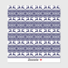 Adesivo Natal, Folha Escandinava Azul e Branco