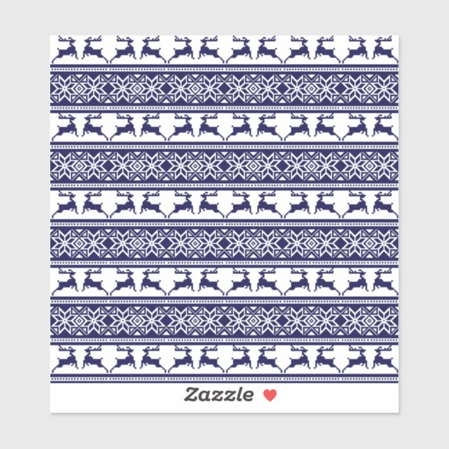 Adesivo Natal, Folha Escandinava Azul e Branco (Folha)