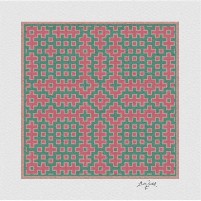 Adesivo Natal Pensado, Hitomezashi inspirou Azulejo (Frente)