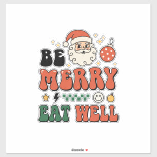 Adesivo Natal Seja Alegre Coma Bem Design de Papai Noel