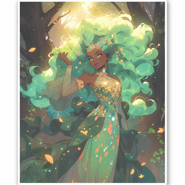 Adesivo Nature Goddese African American Fantasy Art (Frente)