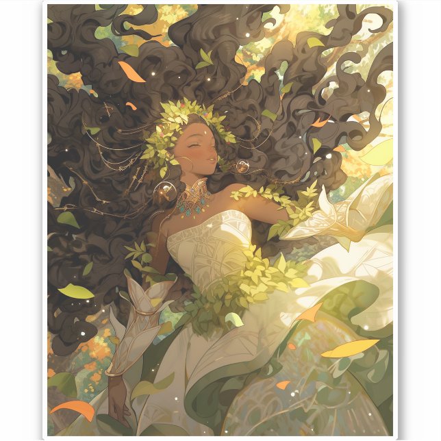 Adesivo Nature Goddese African American Fantasy Art (Frente)