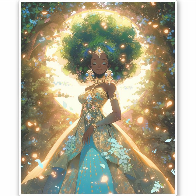 Adesivo Nature Goddese African American Fantasy Art (Frente)