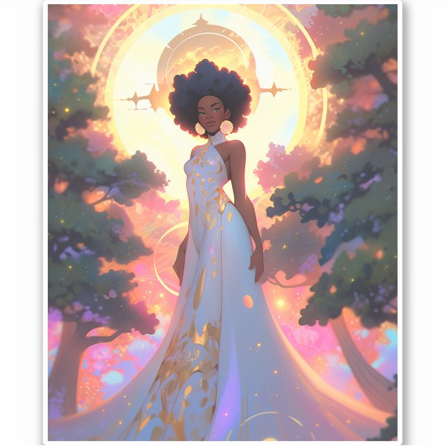 Adesivo Nature Goddese African American Fantasy Art (Frente)