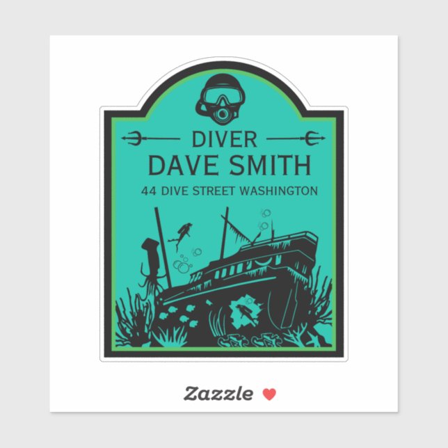 Adesivo naufrágios de mergulho no mar (Folha)