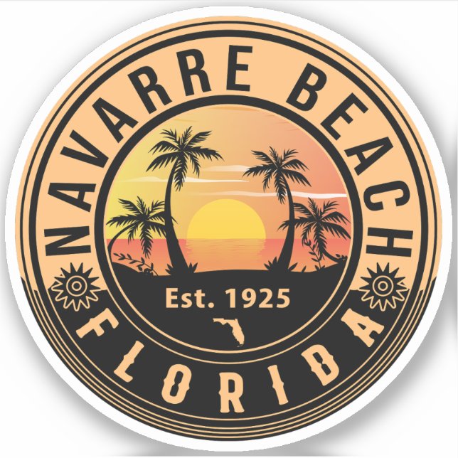 Adesivo Navarre Beach Florida Retro Sunset Souvenirs (Frente)