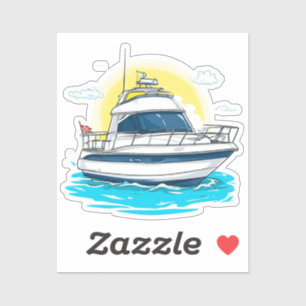 Adesivo Navegação de Iate de Luxo Sob Céus Ensolarados