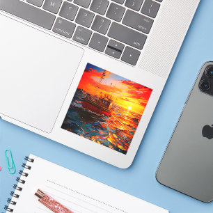 Adesivo Navio ao pôr do sol