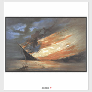 Adesivo Navio insignia da Guerra Civil Rebelde em chamas d