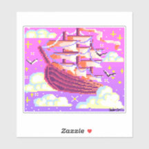 Navio voador de Pixel rosa e roxo