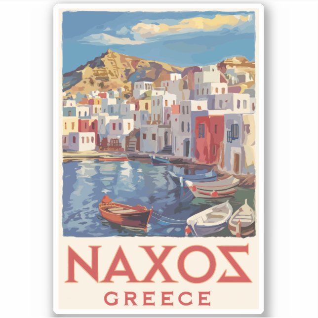 Adesivo Naxos Grécia Painterly Viagem Art Vintage (Frente)