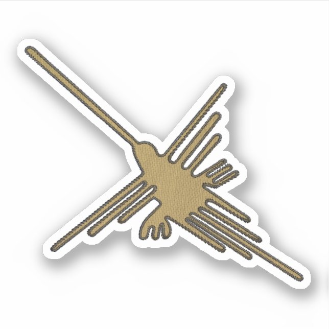 Adesivo Nazca Lines Hummingbird Faux Embroiderme Impressão (Frente)