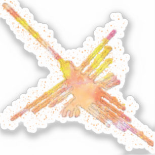 Adesivo Nazca Lines Hummingbird Watercolor Impressão