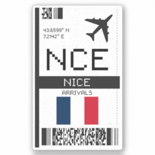 Adesivo NCE Nice, França Boembarque Pass - Viagem do aerop