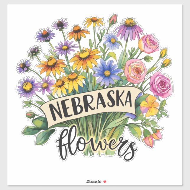 Adesivo Nebraska Flowers - Nebraska Wild Flowers Bloom (Folha)
