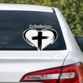 Adesivo Nenhum Amor Maior Cruz Coração Preto