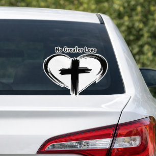 Adesivo Nenhum Amor Maior Cruz Coração Preto