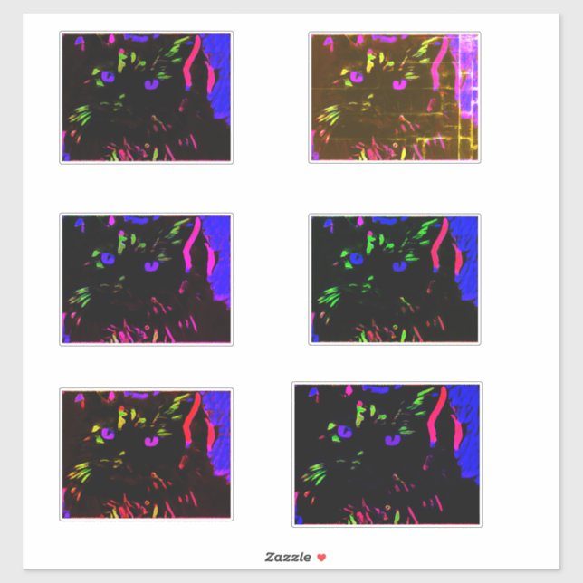 Adesivo Neon Black Cat com olhos brilhantes (Folha)