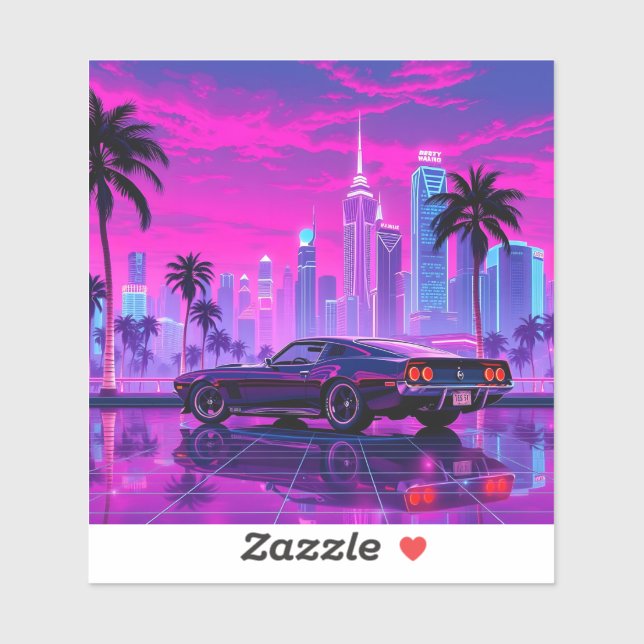 Adesivo Neon City Tour com Carro n.o 1 Sticker (Folha)