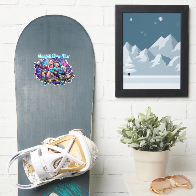 Adesivo  Neon Coolest Mom & Son Synthwave Sticker (Prancha de snowboard)