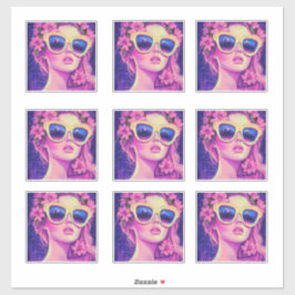 Adesivo Neon Dream Girl com óculos de sol florais