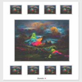 Adesivo Neon Ghosts em uma paisagem fantasia assombrada