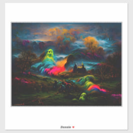 Adesivo Neon Ghosts em uma paisagem fantasia assombrada