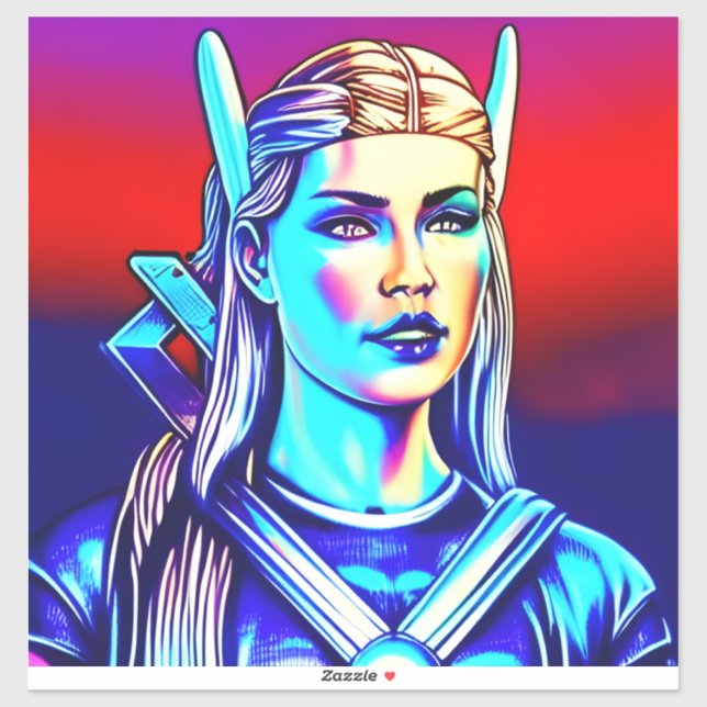 Adesivo Neon Retro Viking Any Size Vinyl Sticker (Folha)