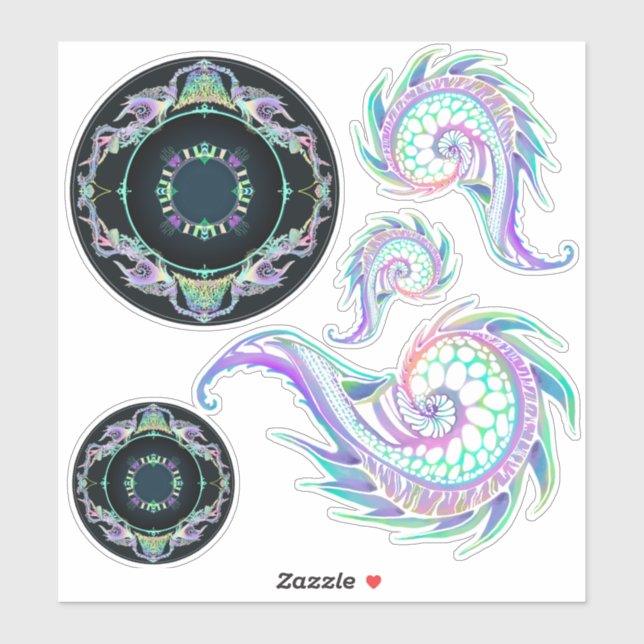 Adesivo Neon Sea Life Sketch (Folha)