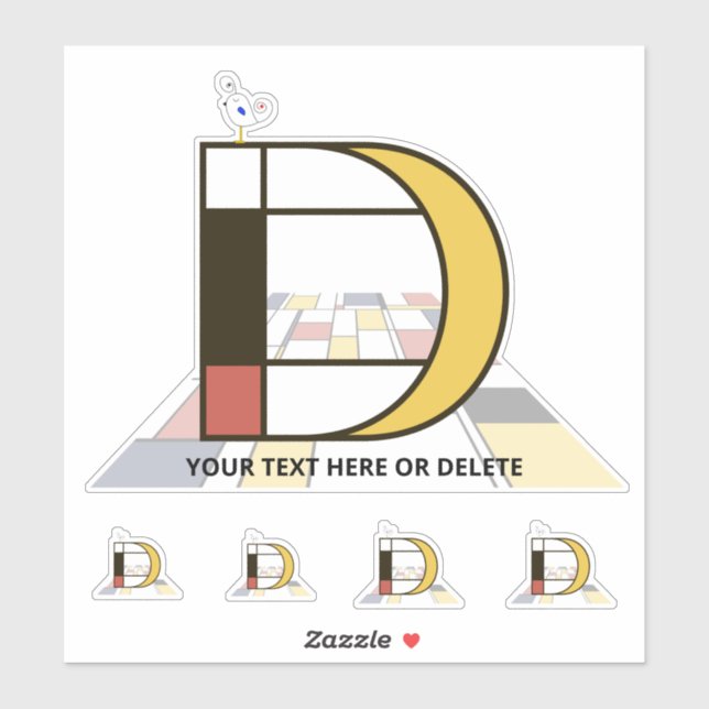 Adesivo Neoplasticismo Sublime Monograma de Arte. Letra D (Folha)