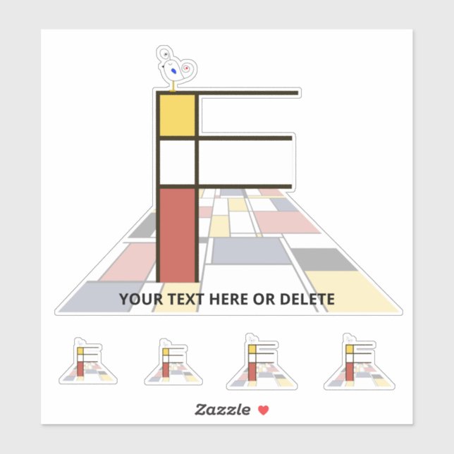 Adesivo Neoplasticismo Sublime Monograma de Arte. Letra F (Folha)