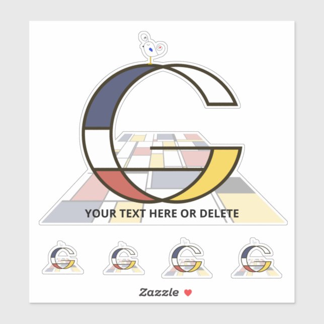 Adesivo Neoplasticismo Sublime Monograma de Arte. Letra G (Folha)