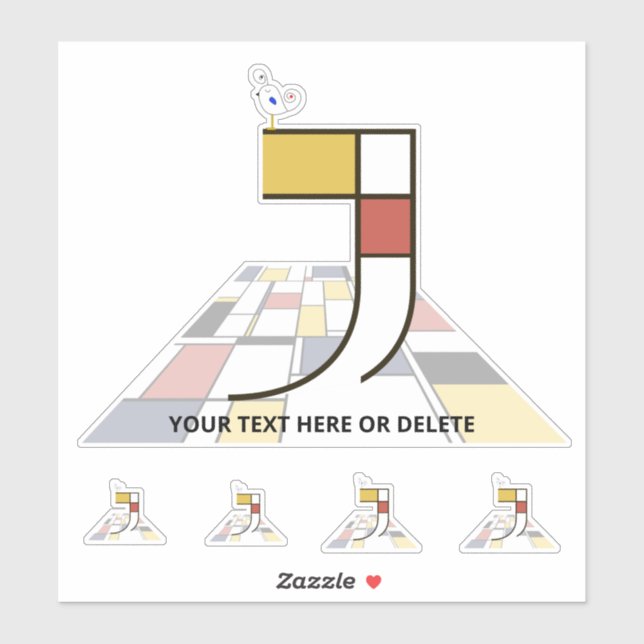 Adesivo Neoplasticismo Sublime Monograma de Arte. Letra J (Folha)