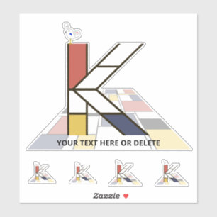 Adesivo Neoplasticismo Sublime Monograma de Arte. Letra K