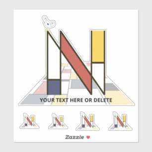 Adesivo Neoplasticismo Sublime Monograma de Arte. Letra N