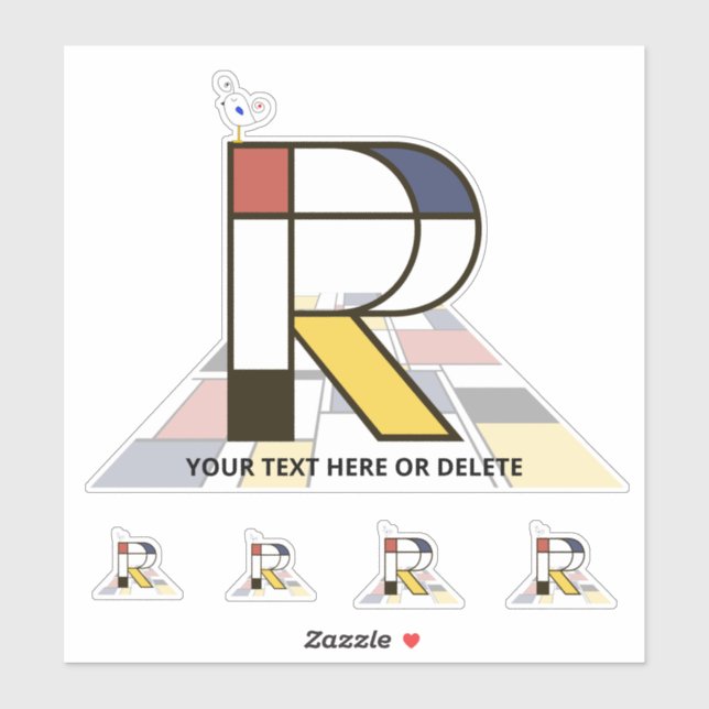 Adesivo Neoplasticismo Sublime Monograma de Arte. Letra R (Folha)