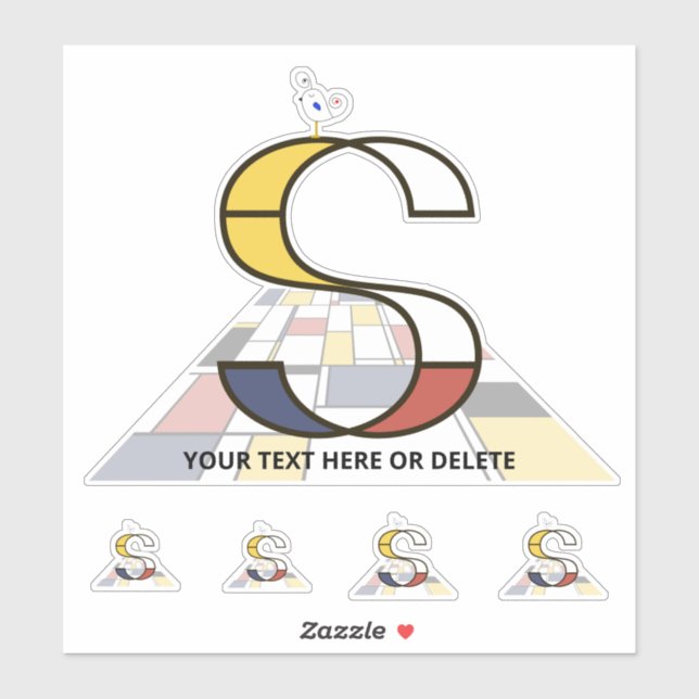 Adesivo Neoplasticismo Sublime Monograma de Arte. Letra S (Folha)