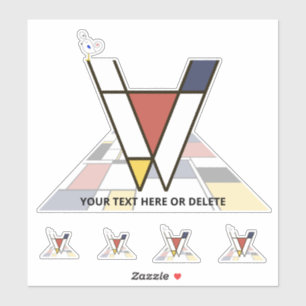 Adesivo Neoplasticismo Sublime Monograma de Arte. Letra V