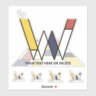 Adesivo Neoplasticismo Sublime Monograma de Arte. Letra W