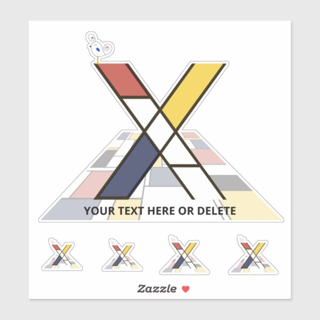 Adesivo Neoplasticismo Sublime Monograma de Arte. Letra X (Folha)