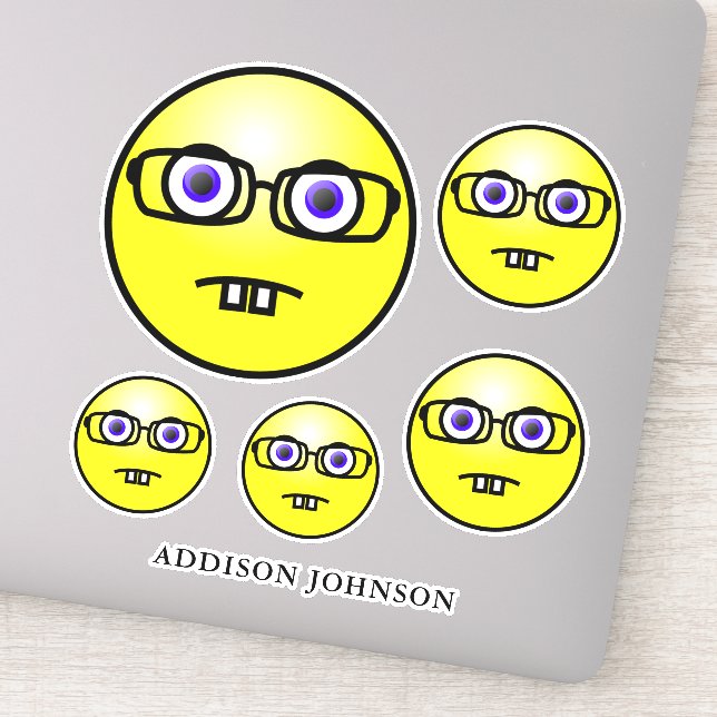 Adesivo Nerd Emoji Yellow Face Collection Add Name 8" (Detalhe)