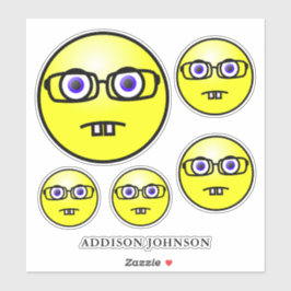 Adesivo Nerd Emoji Yellow Face Collection Add Name 8"