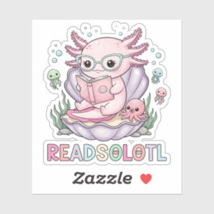 Adesivo Nerdy Axolotl Reading Book