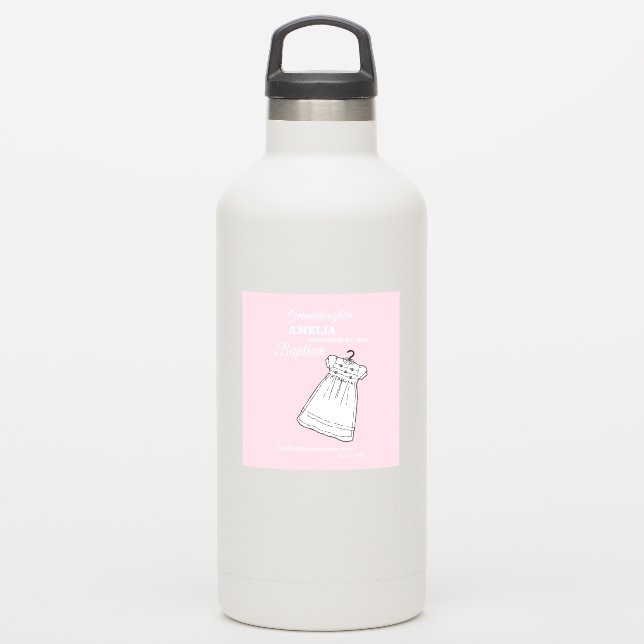 Adesivo Neta, palhaço de batismo personalizado a rosa (Garrafa d'água)
