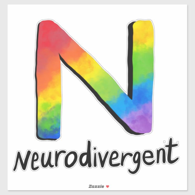 Adesivo Neurodivergente (Rainbow Tie-Dye N) (Folha)