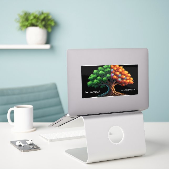 Adesivo Neurotípico vs. Neurodiverso (Laptop na mesa)