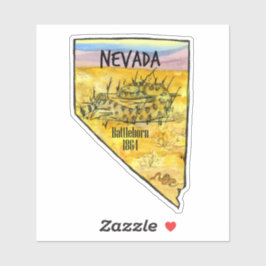 Adesivo Nevada Battleborn 1864 Rattlesnake State Shape